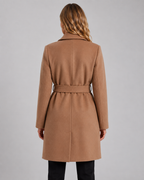 Women's Belted Long Wrap Coat, Soft Polyester, Maxi Length, Relaxed Fit
