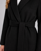 Women's Belted Long Wrap Coat, Soft Polyester, Maxi Length, Relaxed Fit
