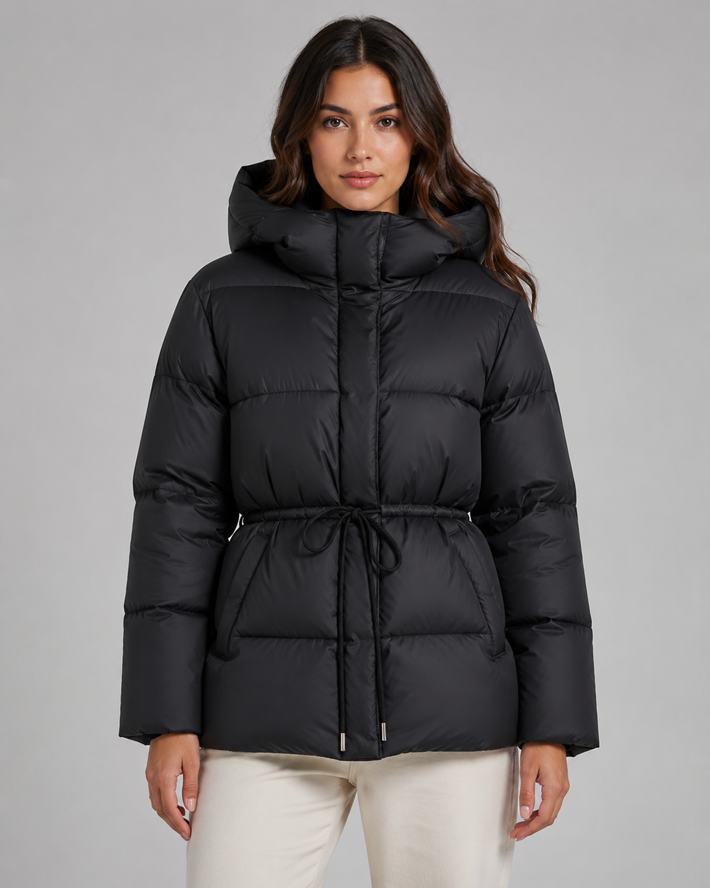 Women's Fitted Drawstring Puffer Jacket