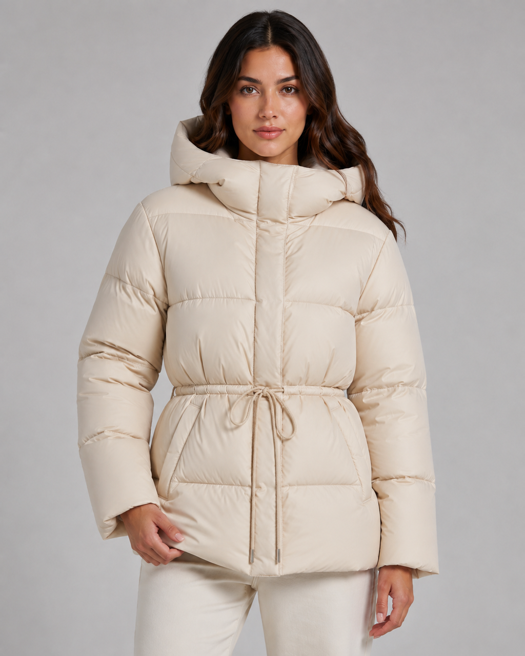 Women's Fitted Drawstring Puffer Jacket