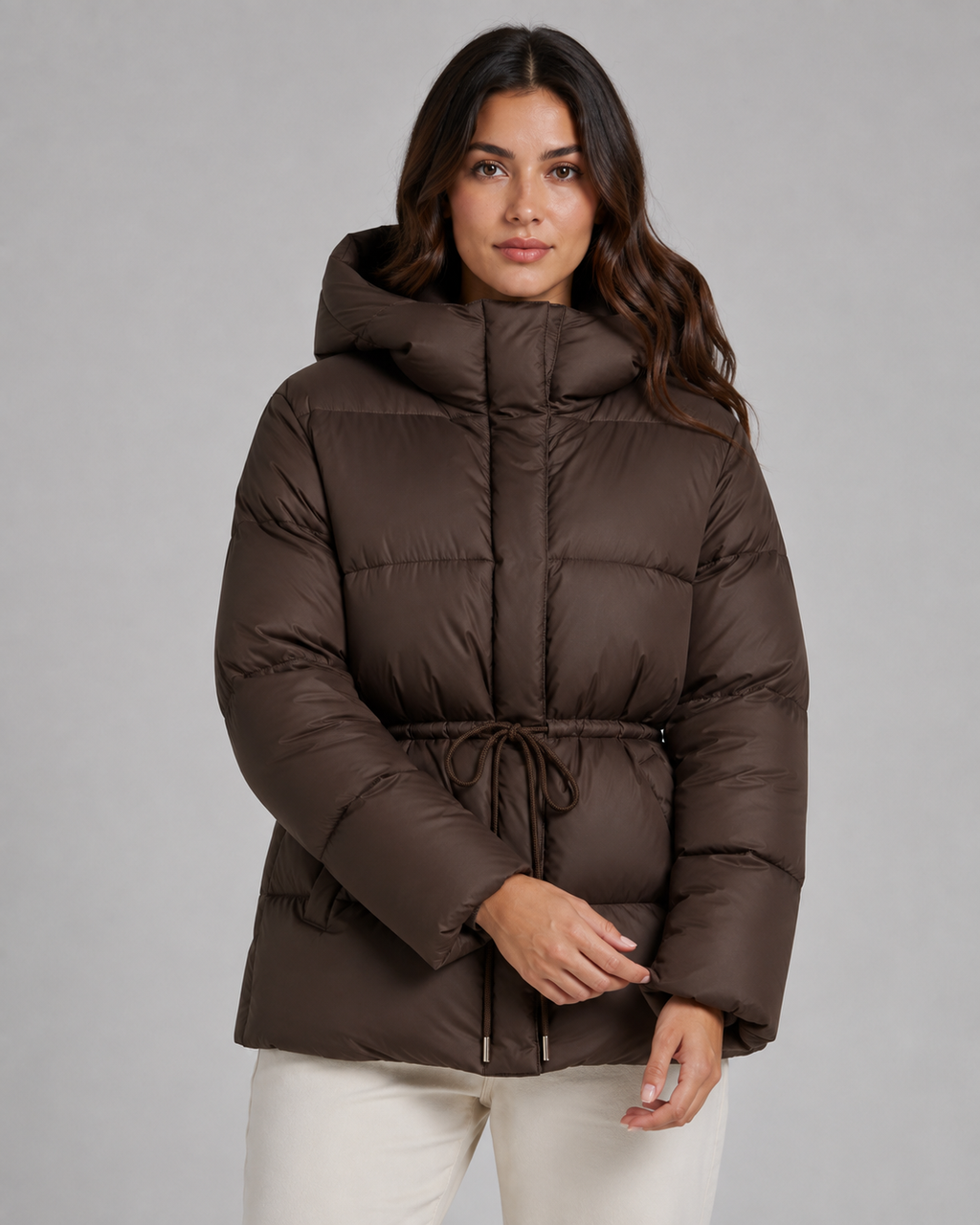 Women's Fitted Drawstring Puffer Jacket