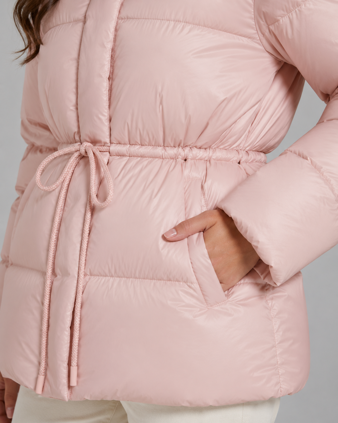 Women's Fitted Drawstring Puffer Jacket
