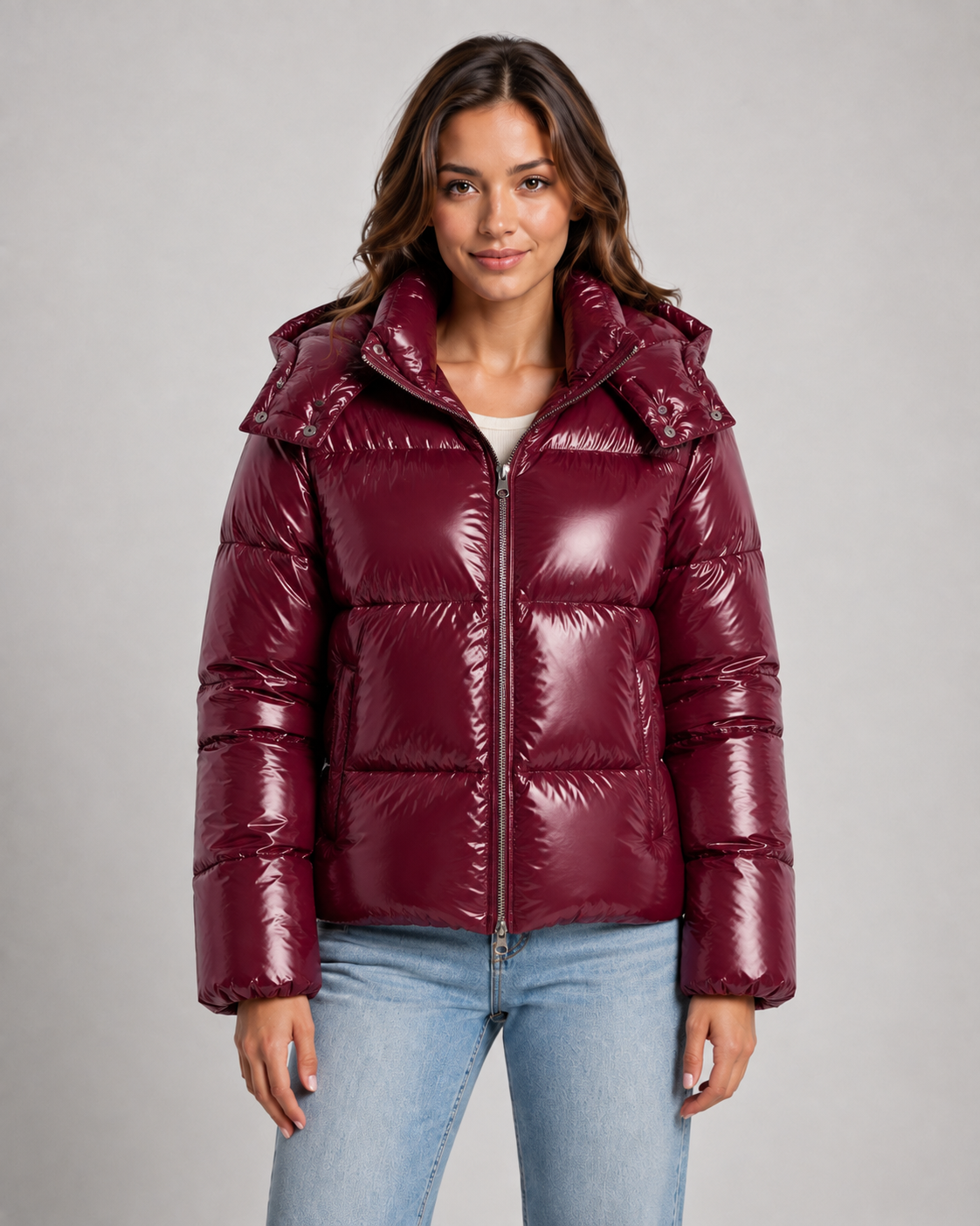 Women's Glossy Cropped Puffer Jacket