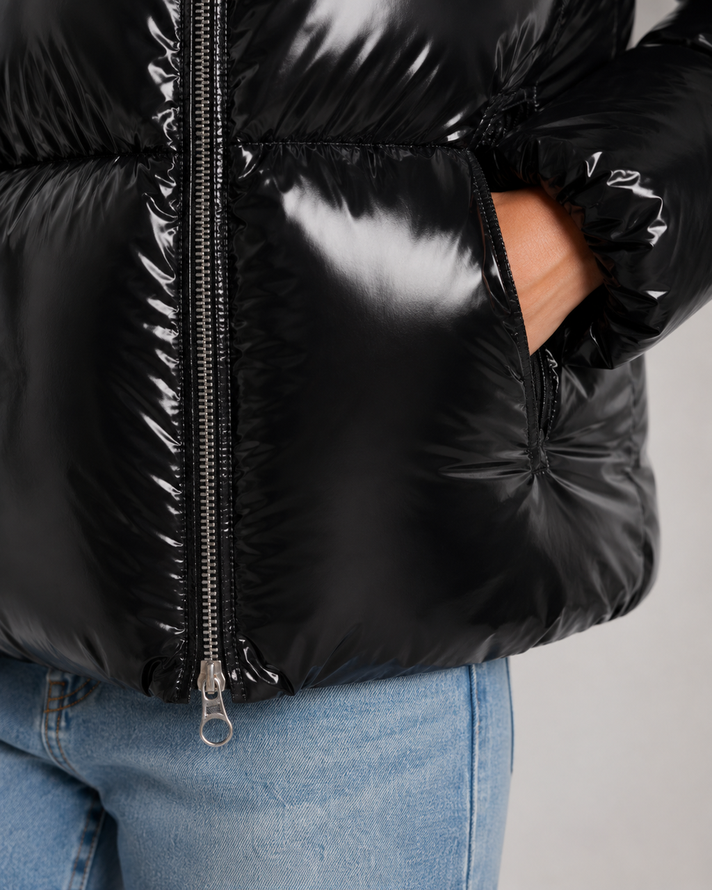 Women's Glossy Cropped Puffer Jacket