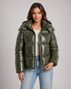 Women's Glossy Cropped Puffer Jacket