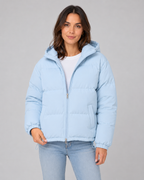 Women's Hooded Cropped Winter Puffer Jacket with Quilted Insulation
