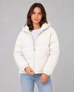 Women's Hooded Cropped Winter Puffer Jacket with Quilted Insulation