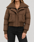 Women's Knit Collar Cropped Puffer Jacket