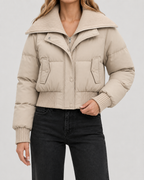 Women's Knit Collar Cropped Puffer Jacket