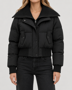 Women's Knit Collar Cropped Puffer Jacket
