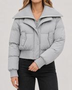 Women's Knit Collar Cropped Puffer Jacket