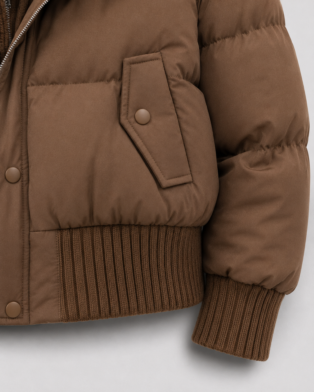 Women's Knit Collar Cropped Puffer Jacket