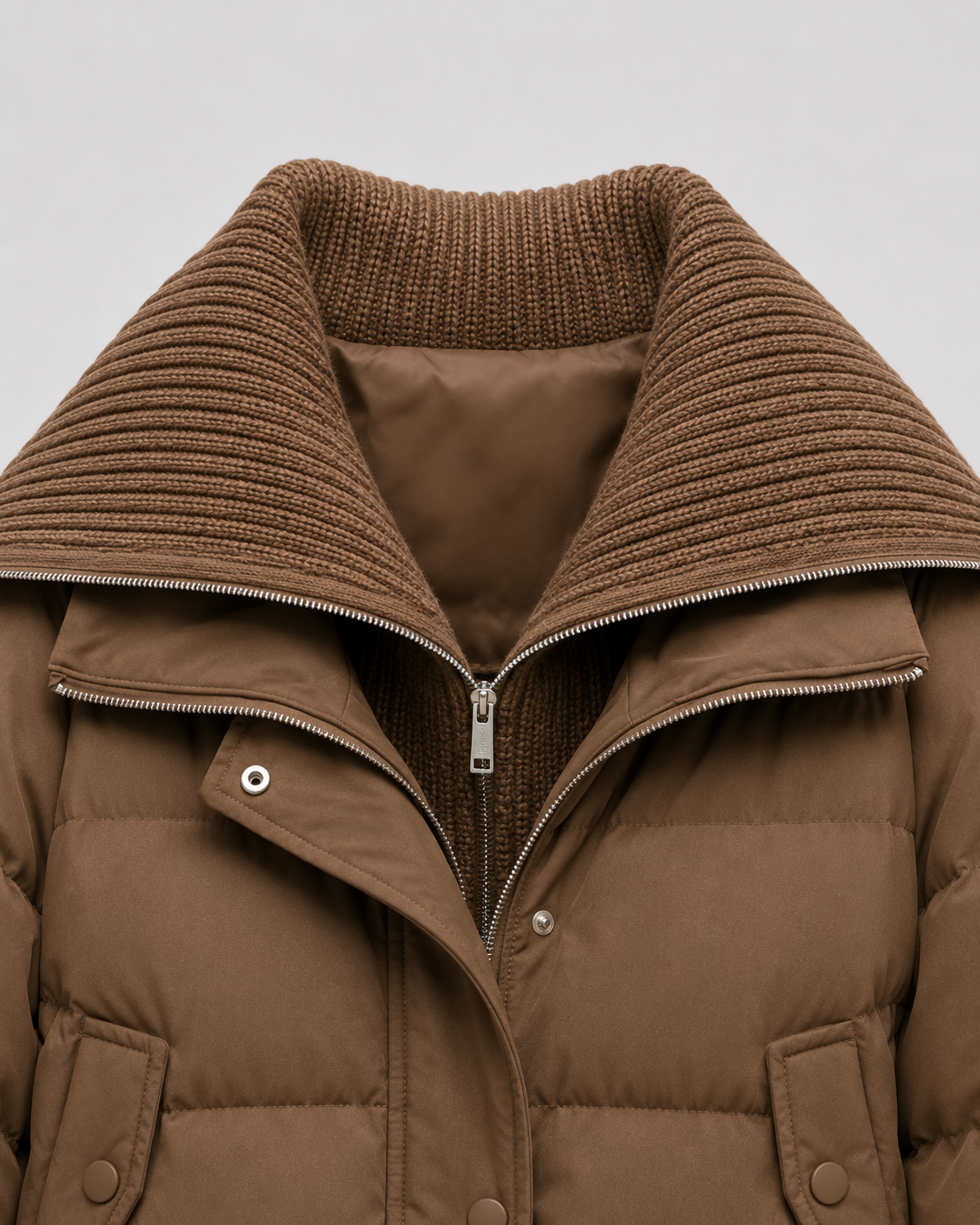 Women's Knit Collar Cropped Puffer Jacket