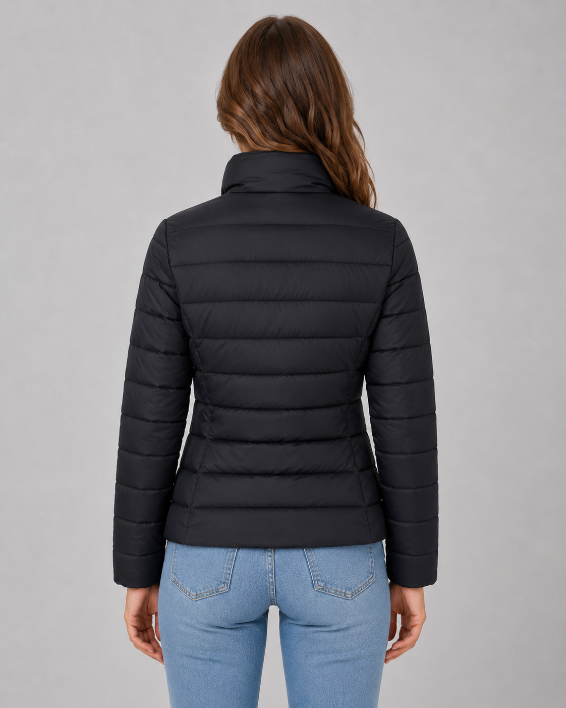Women's Lightweight Down Puffer Jacket with Stand Collar