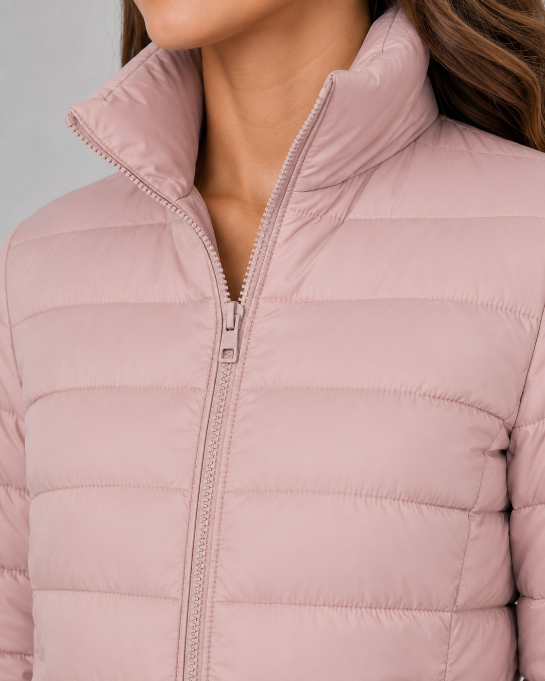 Women's Lightweight Down Puffer Jacket with Stand Collar