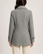 Women's Short Tailored Pea Coat - Double-Breasted, Wrinkle-Resistant