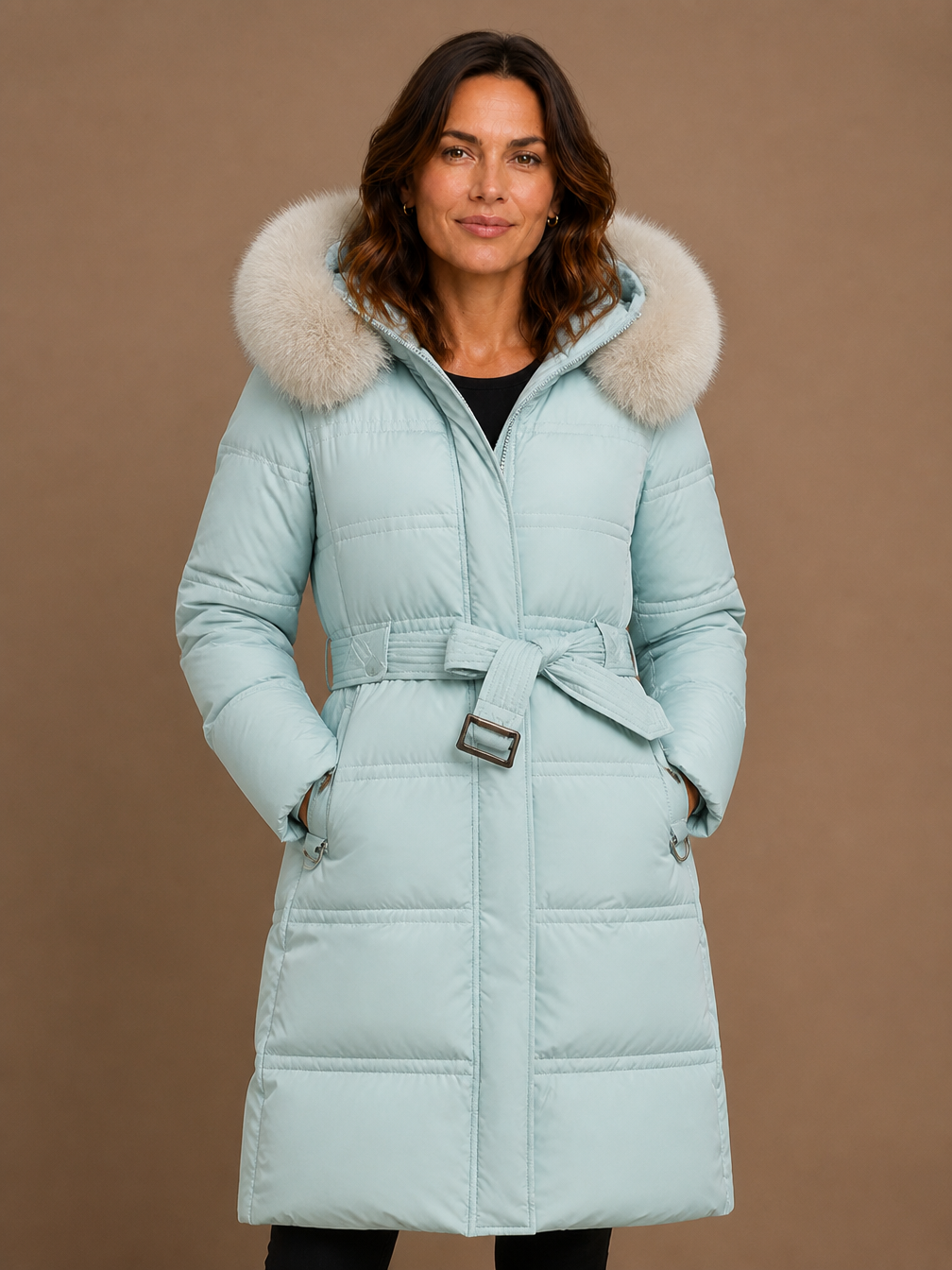 Women's Designer Winter Parka with Fur-Trimmed Hood - Loose Fit and Water-Repellent Coat