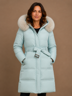 Women's Designer Winter Parka with Fur-Trimmed Hood - Loose Fit and Water-Repellent Coat