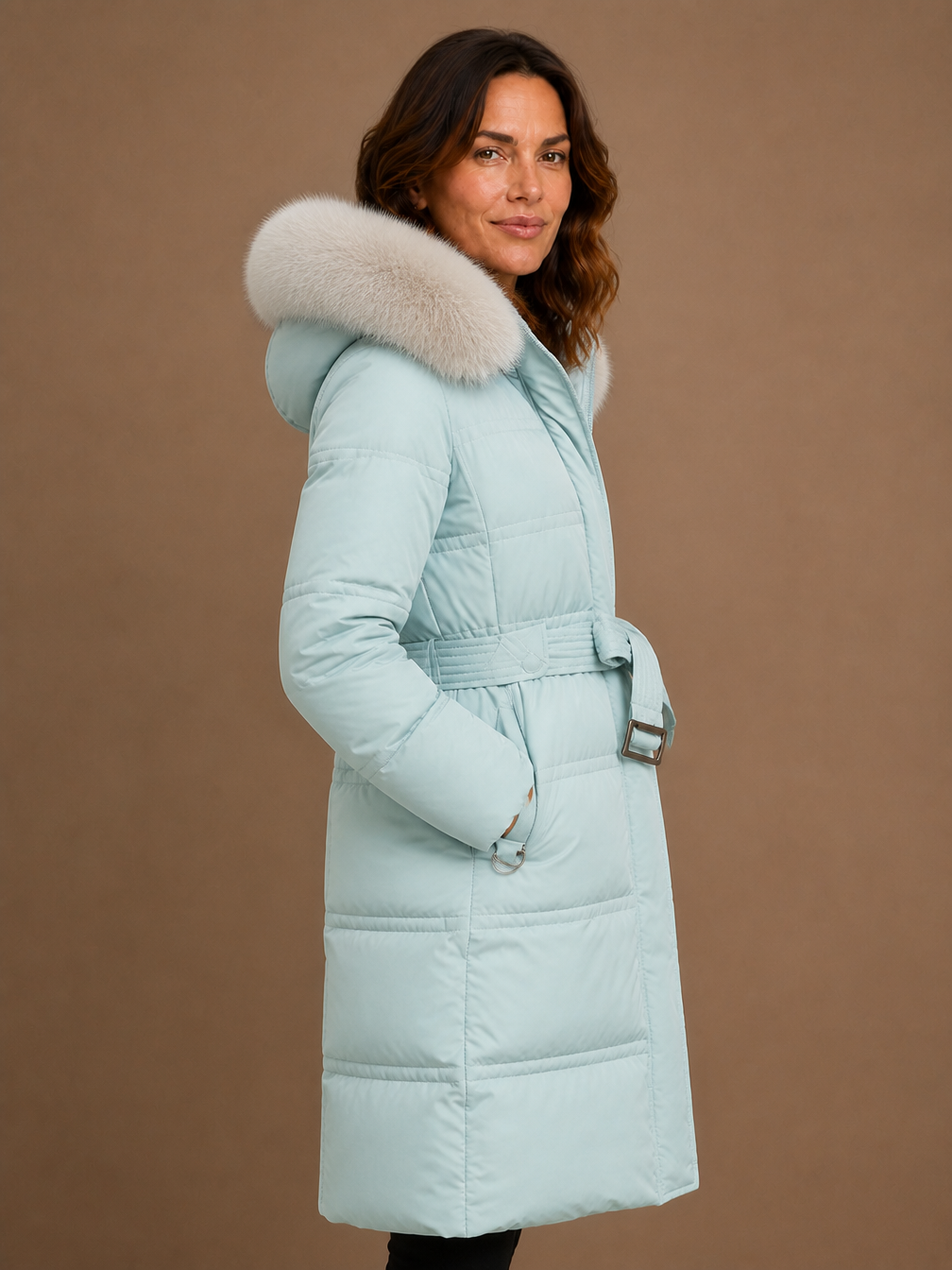 Women's Designer Winter Parka with Fur-Trimmed Hood - Loose Fit and Water-Repellent Coat