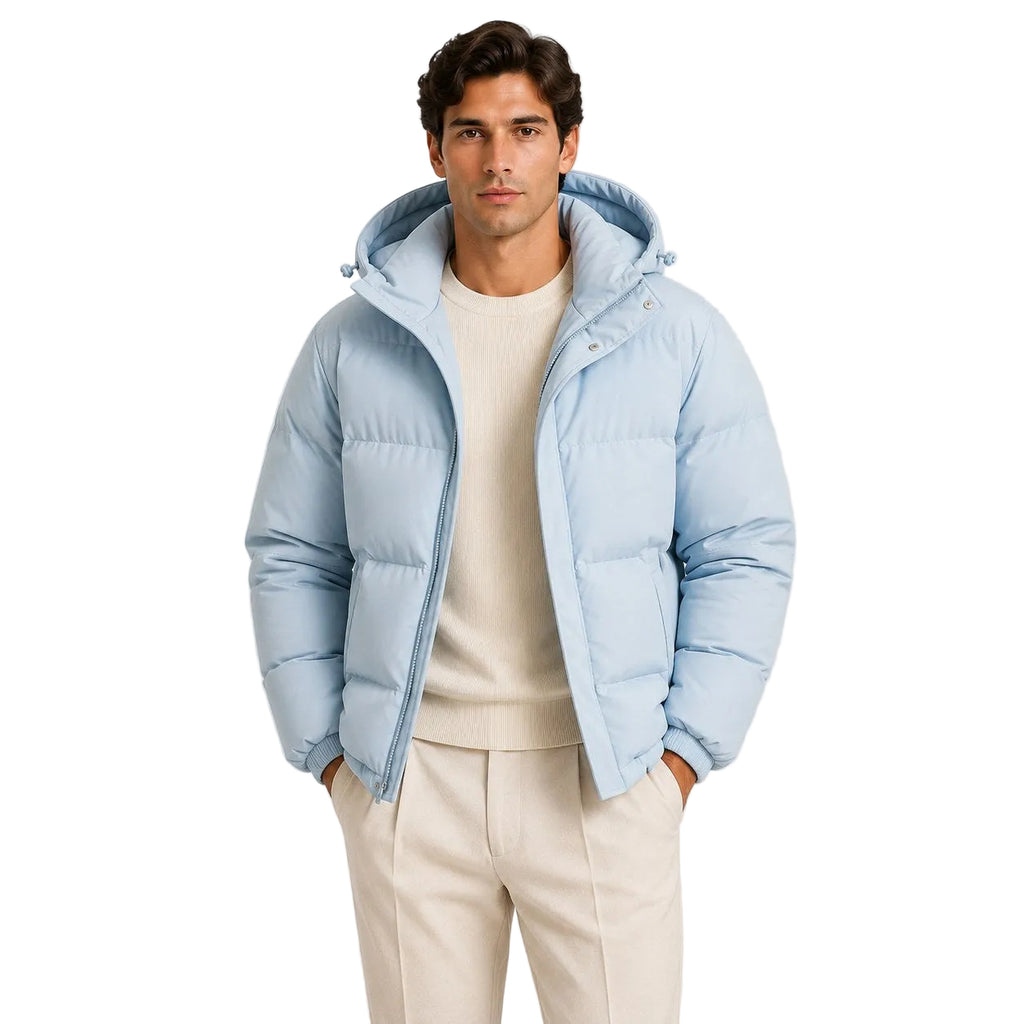 Men's Hooded Quilted Puffer Jacket for Cold Weather Commuting