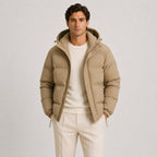 Men's Hooded Quilted Puffer Jacket for Cold Weather Commuting