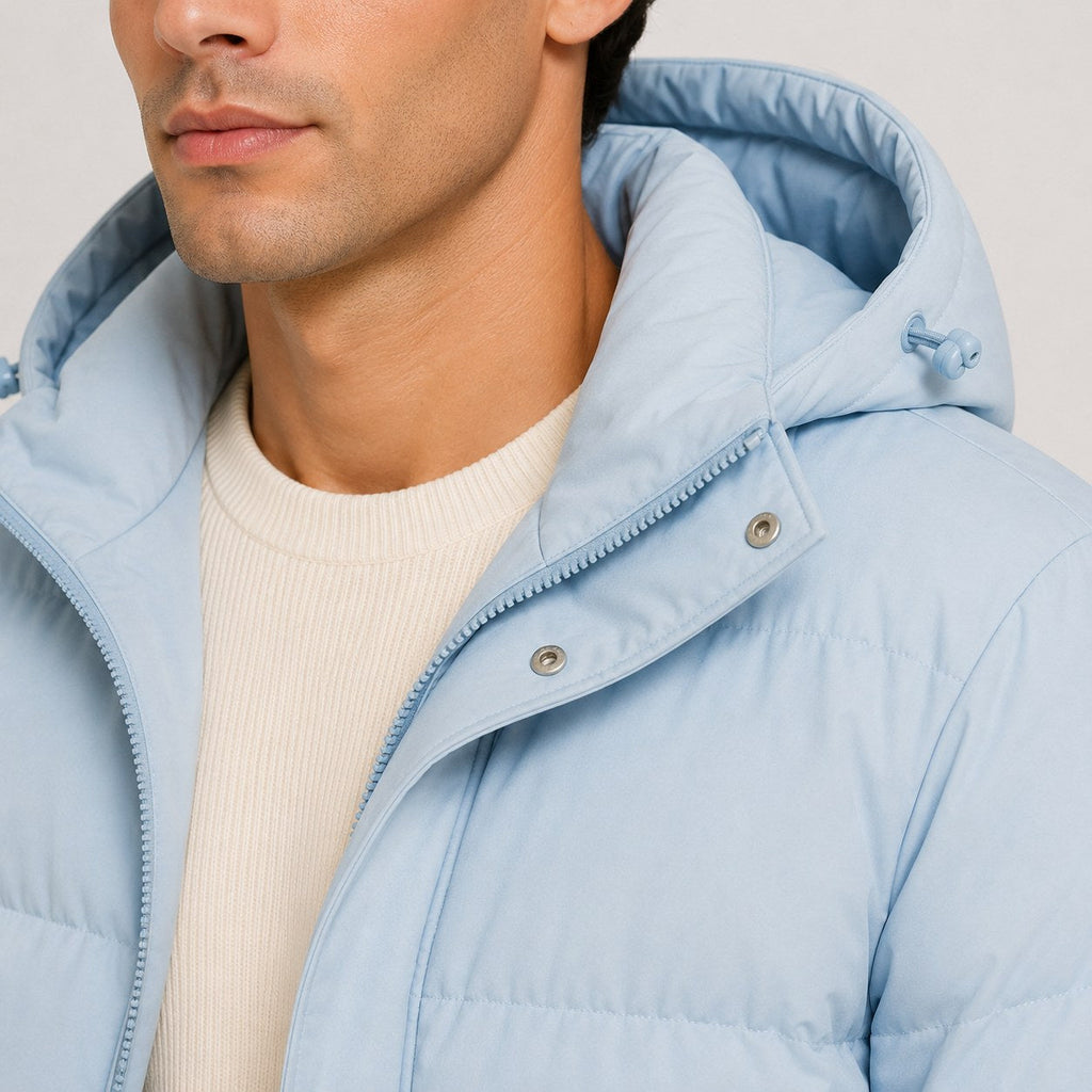 Men's Hooded Quilted Puffer Jacket for Cold Weather Commuting
