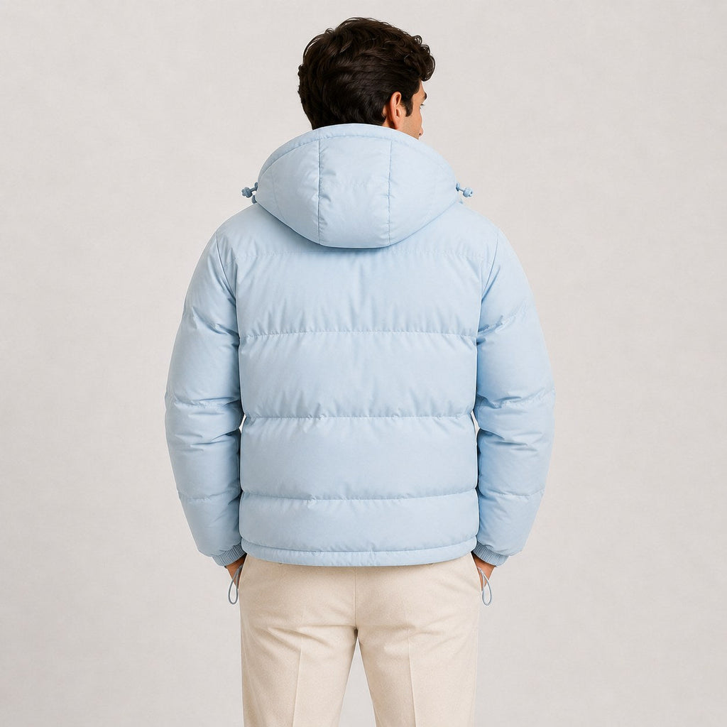 Men's Hooded Quilted Puffer Jacket for Cold Weather Commuting