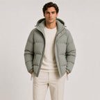 Men's Hooded Quilted Puffer Jacket for Cold Weather Commuting