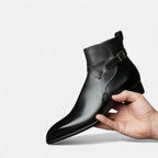 Men's Leather Jodhpur Slip-On Boots with Durable Rubber Outsole