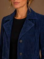Women's Vintage Suede Longline Coat - Long Button Up Trench Jacket