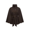 Cape Coat Women's Belted Batwing Sleeve Wrap with Button Collar