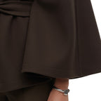 Cape Coat Women's Belted Batwing Sleeve Wrap with Button Collar