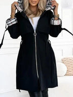 Women's Waterproof Windproof Zip Coat - Lightweight Hooded Rain Jacket