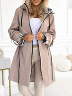 Women's Waterproof Windproof Zip Coat - Lightweight Hooded Rain Jacket