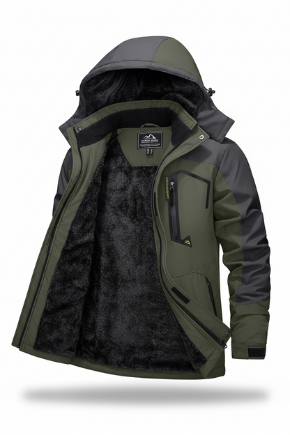 Men's Hooded Winter Fleece Lined Jacket for Outdoor Activities