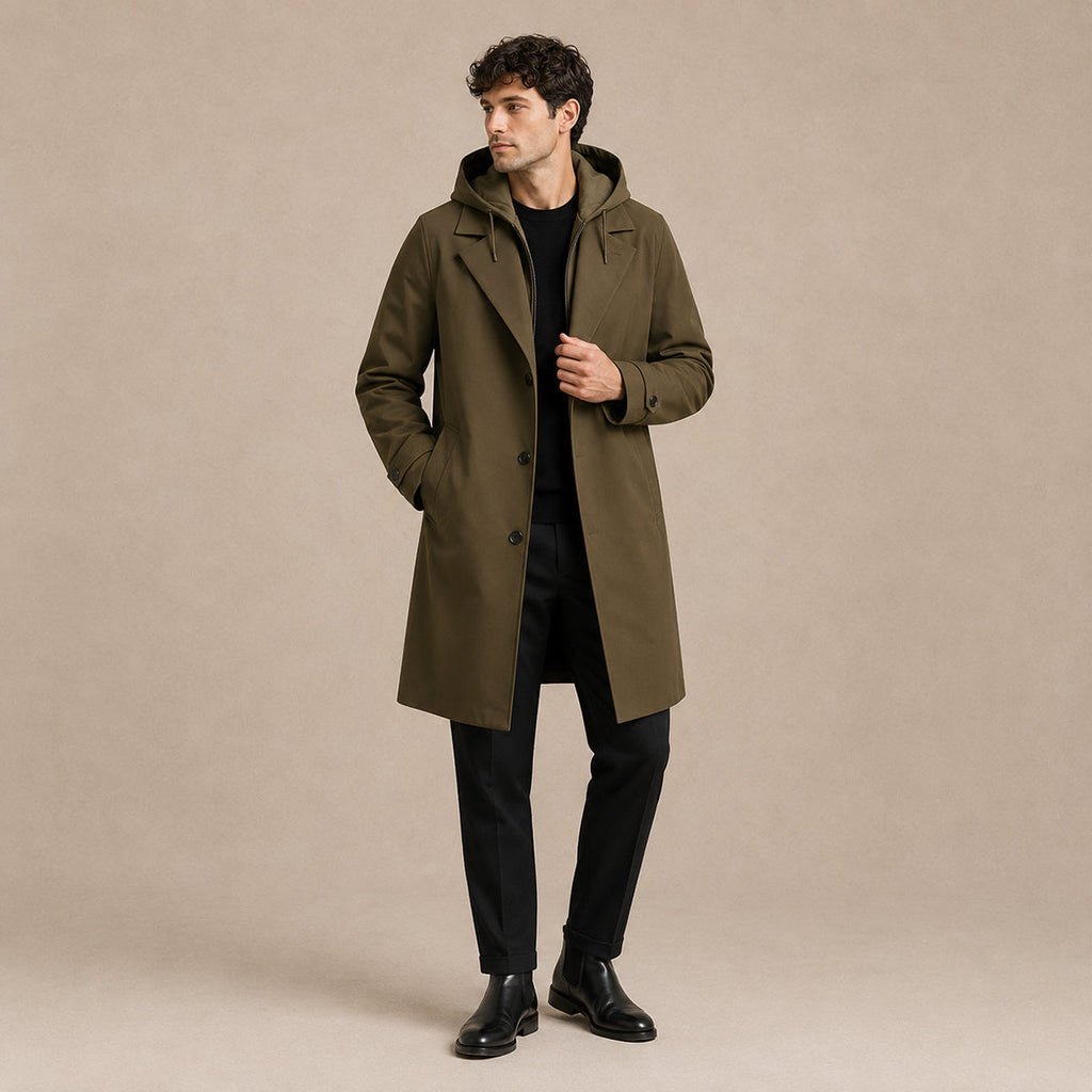 Men's Waterproof Hooded Parka with Insulated Lining for Winter Wear
