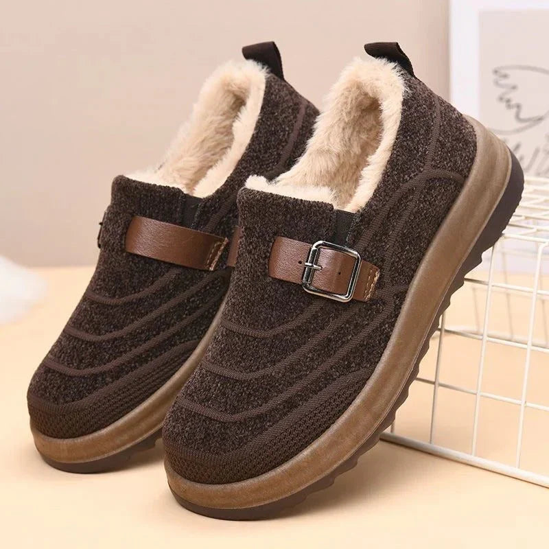 Women's Orthopaedic Slip On Winter Shoe with Decorative Buckle Strap