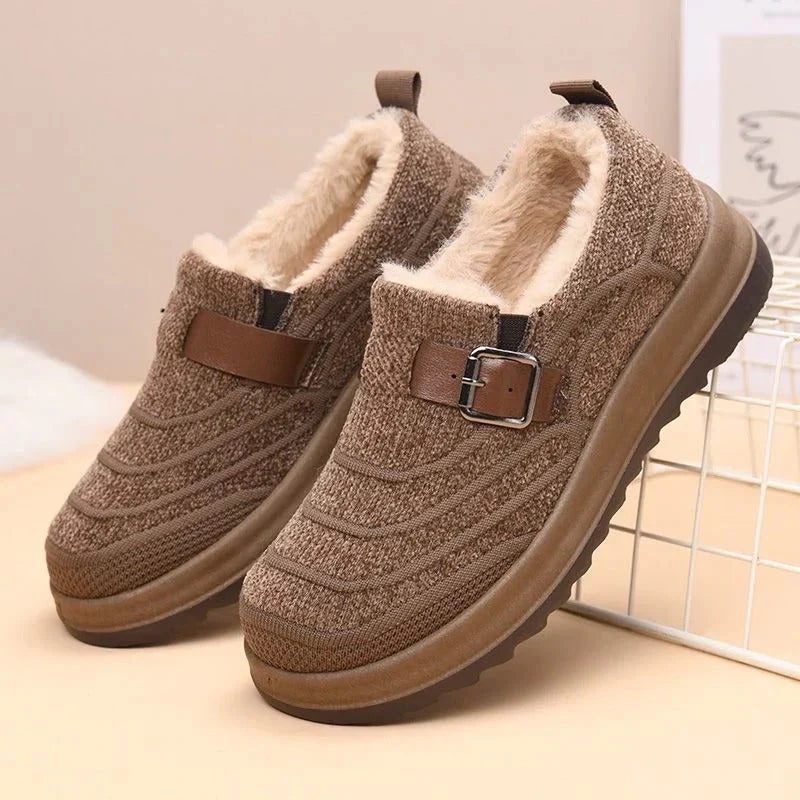 Women's Orthopaedic Slip On Winter Shoe with Decorative Buckle Strap