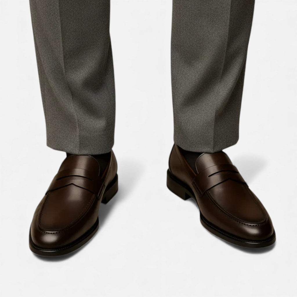 Men's Casual Leather Loafers - Comfortable Slip-On Dress Shoes
