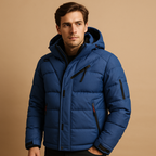 Men's Detachable Hood Down Parka - Lightweight Warmth and Packable Design