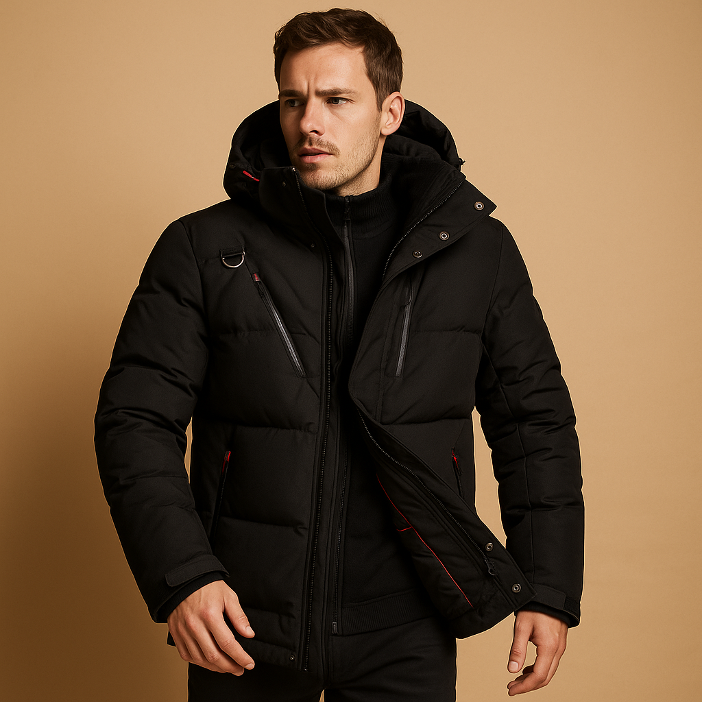 Men's Detachable Hood Down Parka - Lightweight Warmth and Packable Design