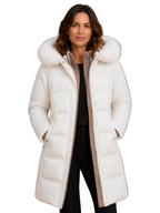 Women's Designer Winter Parka with Fur-Trimmed Hood - Loose Fit and Water-Repellent Coat