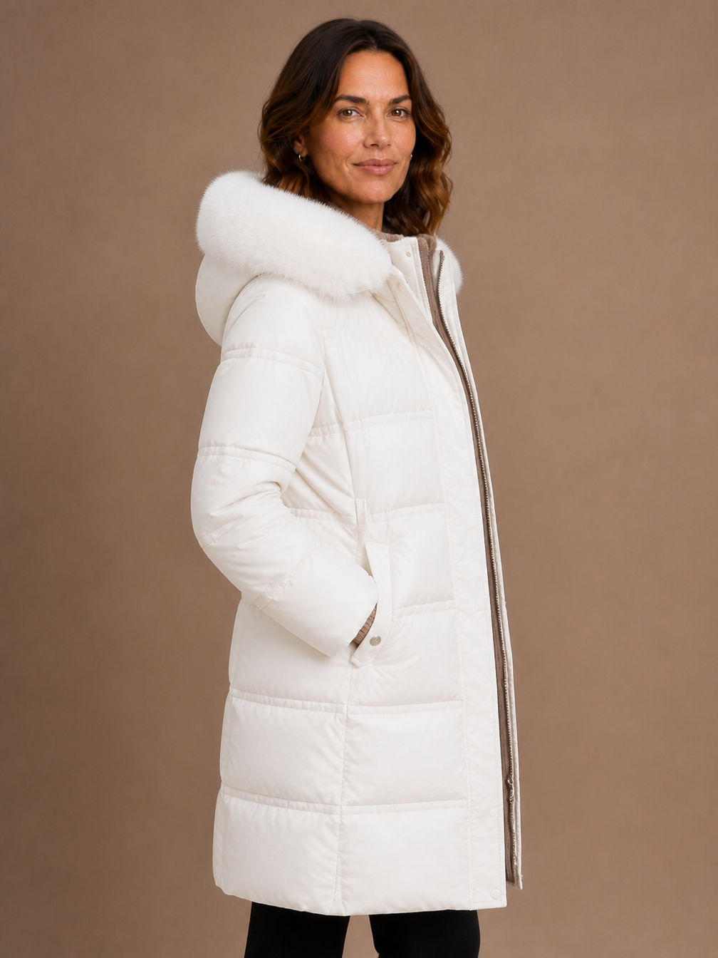 Women's Designer Winter Parka with Fur-Trimmed Hood - Loose Fit and Water-Repellent Coat