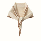 Women's Cashmere Triangle Scarf with Striped Border for Light Layering